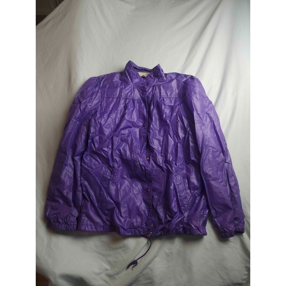 Vintage Windy Weather Jacket Windbreaker Womens Medium Purple Nylon 80s Snap